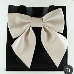 Elegant Black and Cream Bow Tote Bag